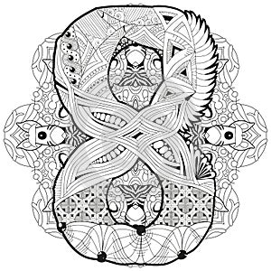 Mandala with numero eight for coloring. Vector decorative zentangle photo