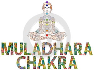 Muladhara Chakra. Vector zentangle object for decoration photo