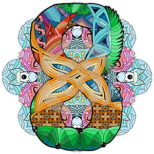 Mandala with numero eight. Vector decorative zentangle photo