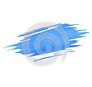 Hand painted blue watercolor brush texture isolated on the white background. Usable for cards