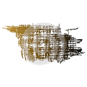 Hand painted brush spot texture, vector, gold black gradient. One isolated element. White background