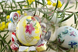 Hand painted decoupage Easter egg