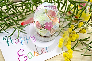 Hand painted decoupage Easter egg
