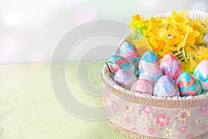 Hand Painted Easter Eggs Horizontal with Copy Space Left