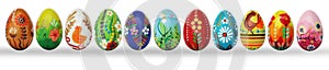 Hand painted Easter eggs isolated on white