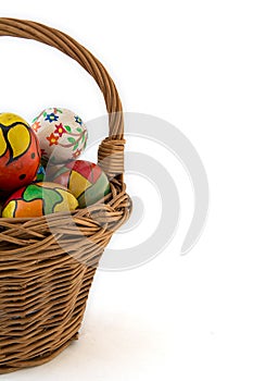 Hand painted eggs in a basket