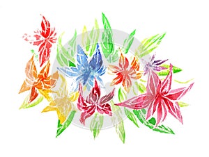 Hand painted elements for design. Watercolor flowers. Botanical detail for cards, poster, scrabooking, web, invitations.