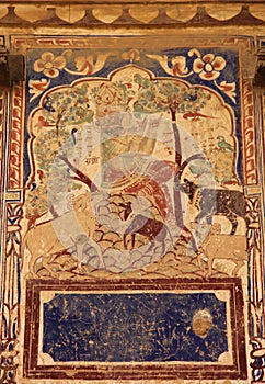 A fresco in the city of Mandawa photo