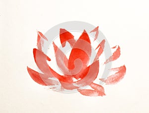 Hand painted ink brush painting of lotus flower in Chinese oriental style photo