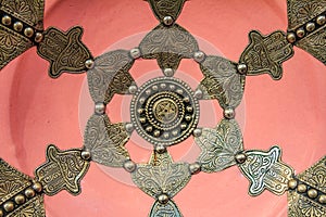 Hand painted Moroccan plate with metal decor