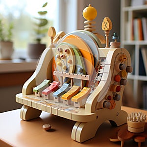Hand painted music, wooden Christmas toys