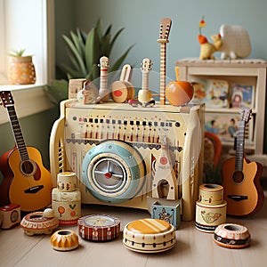 Hand painted music, wooden Christmas toys