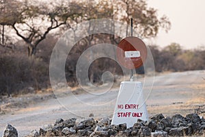 Hand painted no entry road sign