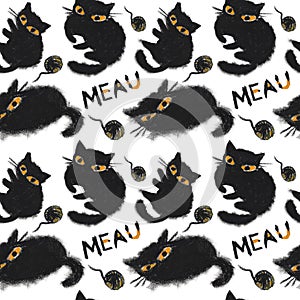 The hand painted oil paste black cat pattern