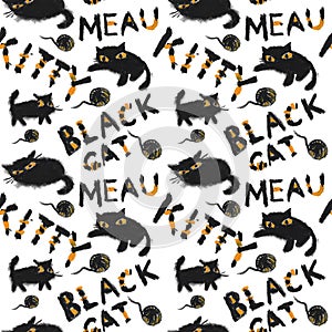The hand painted oil paste black cat pattern