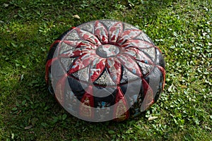Hand painted old traditional pouf from Egypt