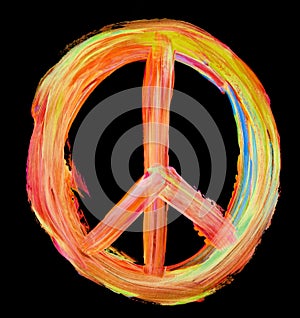 Hand painted peace sign on black