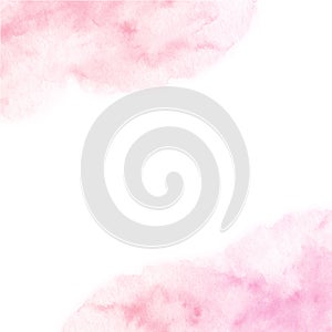 Hand painted pink watercolor border texture isolated on the whit