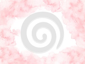 Hand painted pink watercolor border texture with soft edges isolated on the white background.