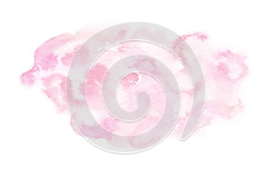 Hand painted pink watercolor texture isolated on the white background. Template for cards and invitations