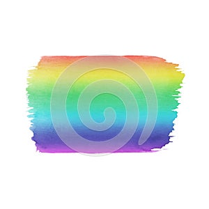 Hand painted rainbow vector watercolor smudge texture isolated on the white background.