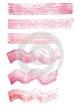Hand painted red and pink watercolor grunge straight and wavy strokes textures