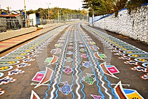 hand painted road at mukutmanipur, westbengal, india by local artists