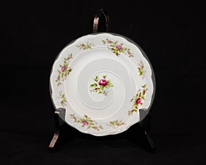 Hand painted rose pattern china small plate