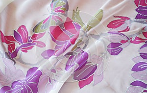 Hand painted silk scarf. Spring-summer.