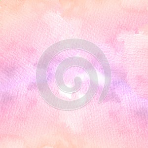 Hand painted soft pink and purple watercolor texture background. Usable for cards