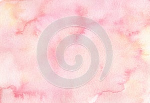Hand painted soft pink watercolor texture background.