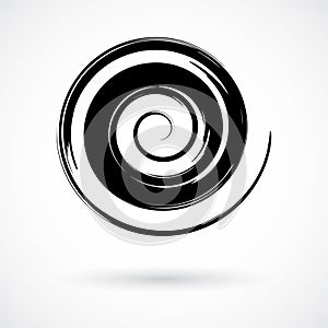 Hand painted spiral swirl symbol handmade with ink brush