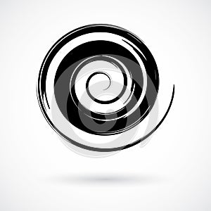 Hand painted swirl symbol isolated on white background