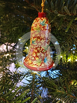 Hand painted traditional Christmas bell tree decoration