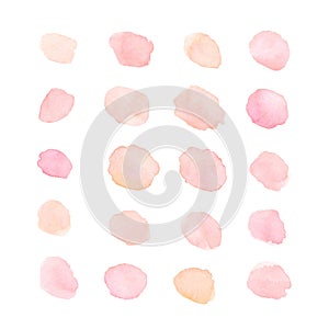 Hand painted vector soft pink and peach watercolor dots and blots