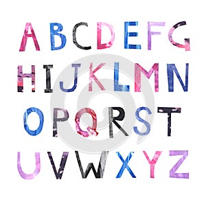 Hand painted watercolor and acrylic alphabet