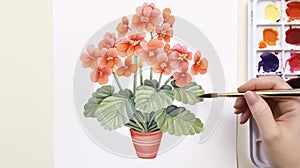 Hand-painted Watercolor Flowers: Light Red And Light Orange