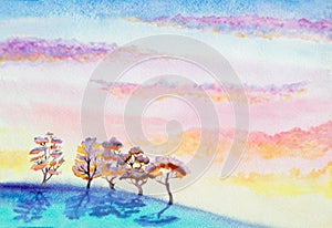 Hand painted watercolor landscape