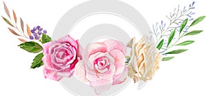 Hand painted watercolor mockup clipart template of roses