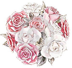 Hand painted watercolor mockup clipart template of roses