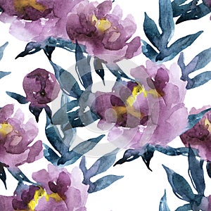 Hand painted watercolor peonies