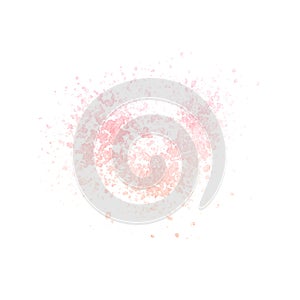 Hand painted watercolor pink splatter texture isolated on the white background. Vintage splash effect in pastel colors for your d