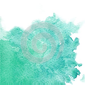 Hand painted watercolor splash texture of green and blue colors