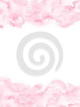 Hand painted watercolor texture background for cards and wedding invitations. Graphic design vector template in pink color