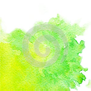 Hand painted watercolor texture of bright green and yellow colors