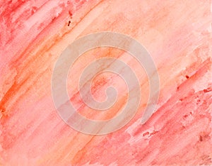 Hand painted watercolor wash background in pink and orange colors