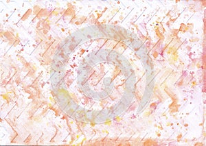 Hand-painted watercolour Abstract Paint Splashes in Orange and Crimson on Embossed Paper with Scallop Mermaid Scale Pattern