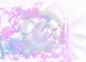 Hand-painted Watercolour Abstract Paint Splashes in Pink and Purple