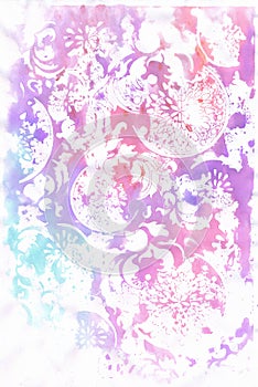 Hand-painted Watercolour Abstract Paint Splashes in Pink and Purple