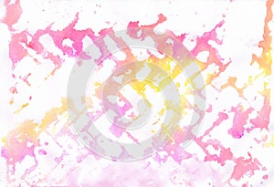 Hand-painted Watercolour Abstract Paint Splashes in Pink and Yellow